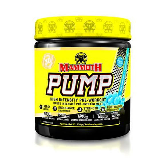 Mammoth Pump Blue Raspberry, 30 Serve, Fully loaded Pre-workout 270g