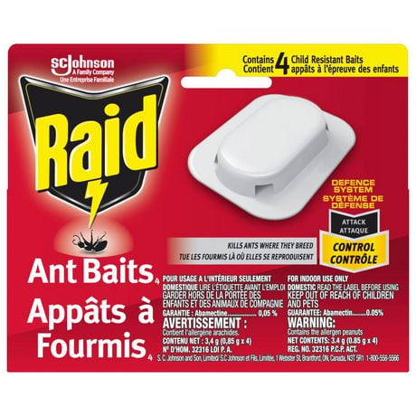 Raid Ant Killer Baits and Trap, Kills the Queen and Colony, For Household Use, Child Resistant, 4 Count, Pack of 4