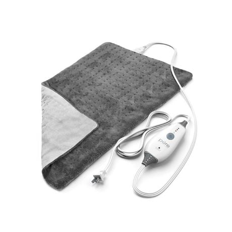 Pure Enrichment® PureRelief™ Deluxe Heating Pad (12" x 24"), Full Body Therapy Pad with 4 InstaHeat™ Settings, Soft Machine-Washable Microplush Fabric and 2-Hour Auto Safety Shut-Off (Gray)