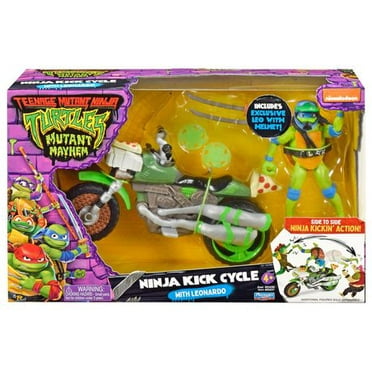 Teenage Mutant Ninja Turtles: Mutant Mayhem Ninja Kick Cycle with Exclusive Leonardo Figure by Playmates Toys.