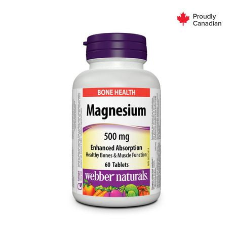 Webber Naturals Magnésium, Absorption accrue, 500 mg 60 comprimés