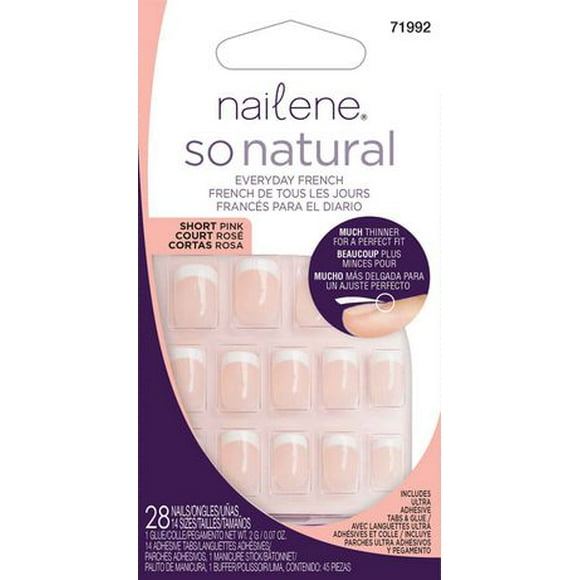 Nailene So Natural Everyday French Artificial Nails - short Pink