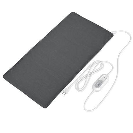 Pure Enrichment® + PureRelief™ XL Express Vinyl Heating Pad for Back, Neck, and Shoulder Pain Relief - 3 Heat Settings with Slider Button Controller, Machine-Washable, 30.5cm x 61cm (Gray)