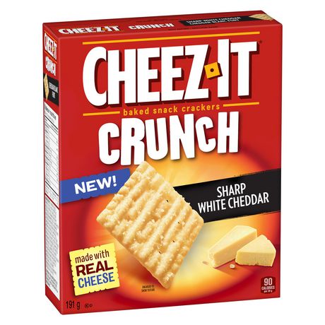 Cheez-It® Crunch, Sharp White Cheddar, Baked Snack Crackers, 191g ...