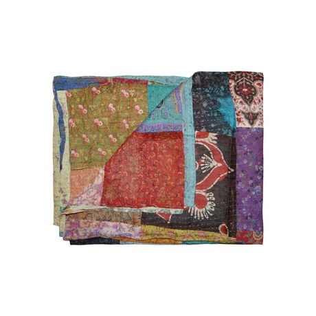 KANTHA SILK THROW BLANKET 60"X90"