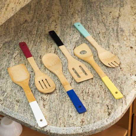 Home Basics 6 Piece Bamboo Kitchen Tool Set Brown One Size