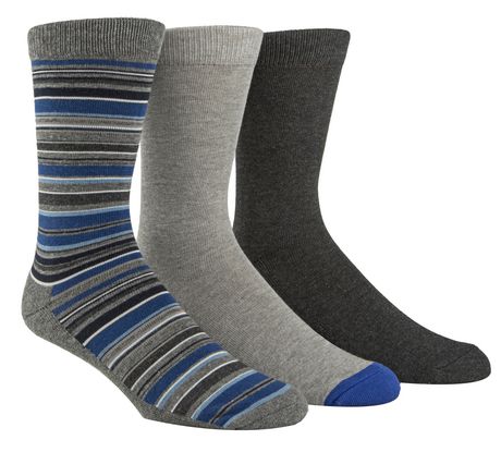 Happy Foot by Mcgregor Men's 3-Pair Multi-Stripe Crew Socks | Walmart ...