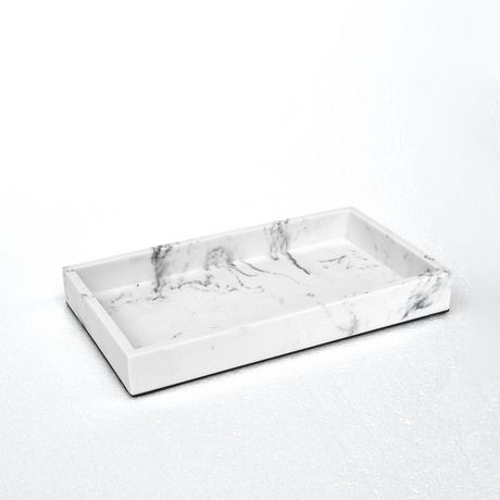 Hometrends Faux Marble White Vanity, White Vanity Tray