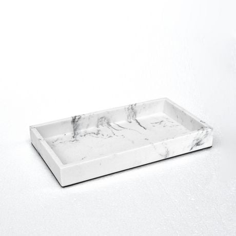 hometrends Faux Marble White Vanity Tray, Sandstone vanity tray