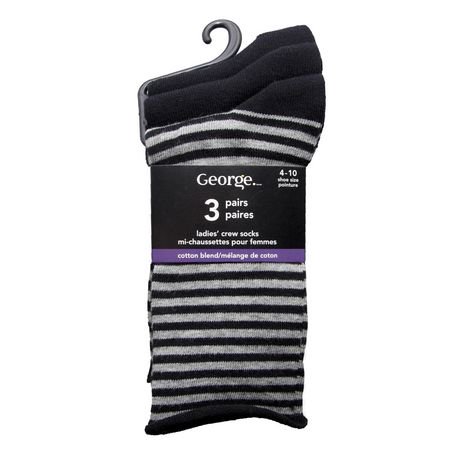 George Ladies Crew Black Socks, 3 Pairs | Walmart Canada