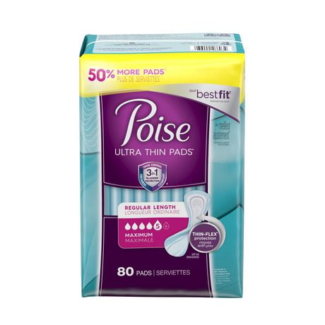 Poise Ultra Thin Incontinence Pads, Maximum Absorbency, Unscented ...