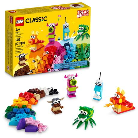 LEGO Classic Creative Monsters 11017 Building Kit, Includes 5 Monster Toy Mini Build Ideas to Inspire Creative Play for Kids Ages 4 and Up, Children can Build and Be Inspired by LEGO Masters, Includes 140 Pieces, Ages 4+