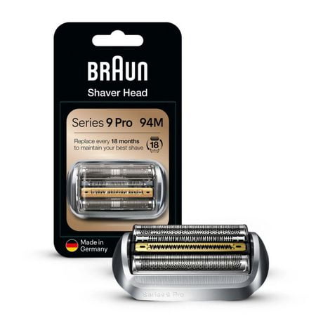 Tête de rasoir électrique de rechange Braun, argent, compatible avec les rasoirs électriques Series 9 Pro et Series 9 pour hommes