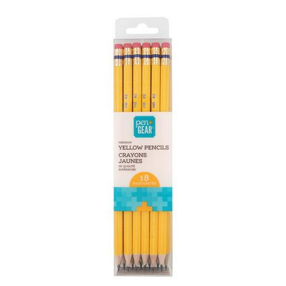 PREMIUM 18PACK YELLOW PENCILS PACKED IN PRINTED ACETATE BOX AND PAPER BOX, 18 PK YELLOW PENCILS