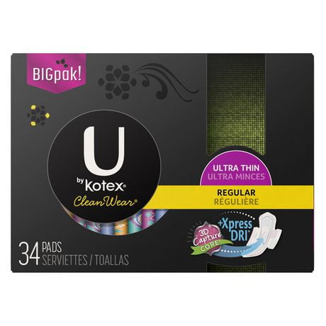 U By Kotex Cleanwear Ultra Thin Pads With Wings Regular Unscented