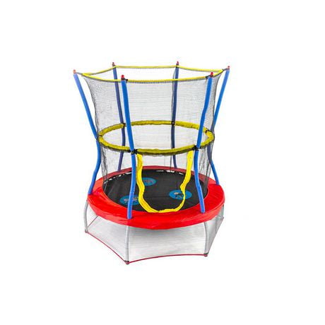 SKYWALKER TRAMPOLINES 48 Inch Indoor Mini Trampoline for Kids and Toddlers with Net Enclosure and Handlebar, Durable Steel Frame, Safety Padding  up to 100LB, Zoo Adventure
