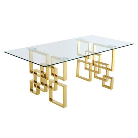 Heavenly Collection Glass Dining table in Gold