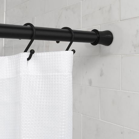 Tringle à rideau de douche à montage par tension Mainstays, réglable, 127 cm à 218 cm (50 po à 86 po), noir Tringle à rideau de douche à montage par tension réglable, noir