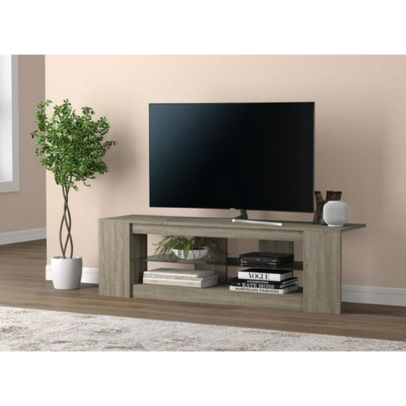 Safdie & Co. Tv Stand 55L Dark Taupe 2 Shelves With Tempered Glass
