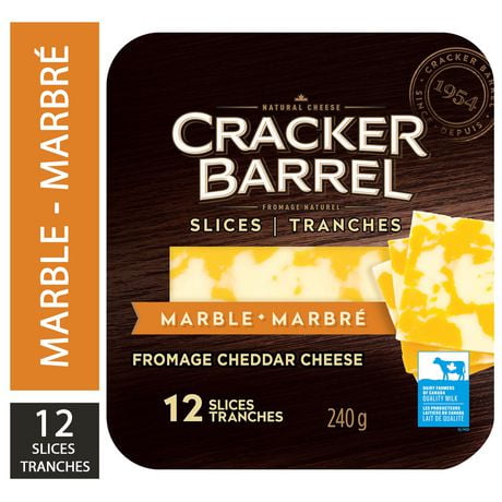 Cracker Barrel Marble Cheddar Cheese Slices, 12 Slices