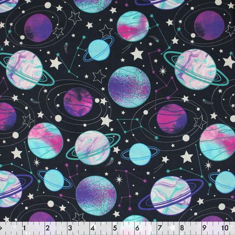 Fabric Creations Tissu de coton au mètre Galaxie céleste marine