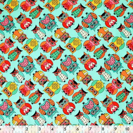 Fabric Creations Lt. Turq Fuzzy Beakman Cotton Fabric by the Metre