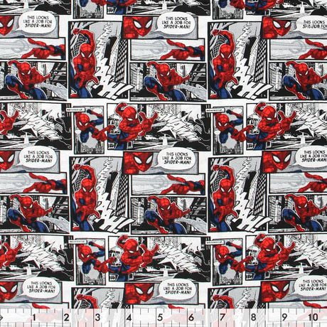 Fabric Creations Marvel Spiderman Panels Cotton Fabric by the Metre ...