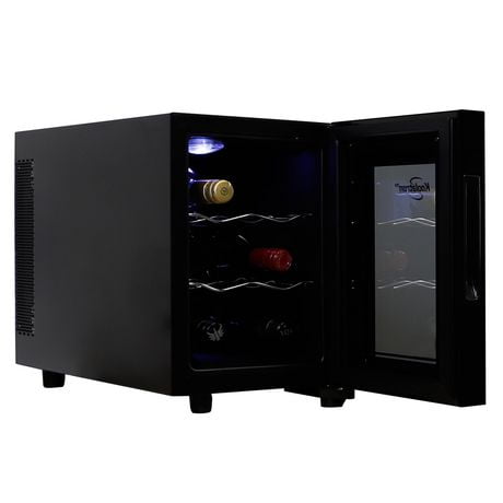 Koolatron Refroidisseur à vin thermoélectrique pour 6 bouteilles, température numérique, noir