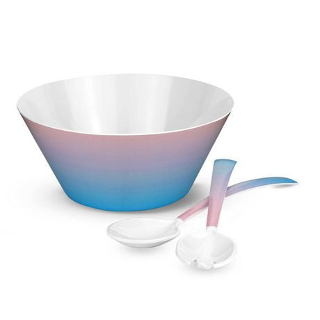 Melamine 3 Piece Salad Set, with Bowl, Serving Fork and Serving Spoon