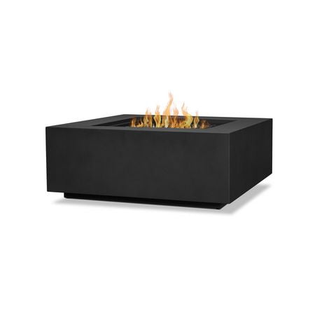 Real Flame Aegean 36" Square Steel Propane or Natural Gas Fire Pit Table in Black