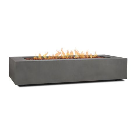 Real Flame Aegean 70" Rectangle Steel Propane or Natural Gas Fire Pit Table in Weathered Slate