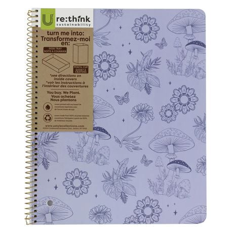 U Style Purple College Rule 1 Subject Notebook with Reusable Covers, 10.5" x 8.5", 80 Sheets