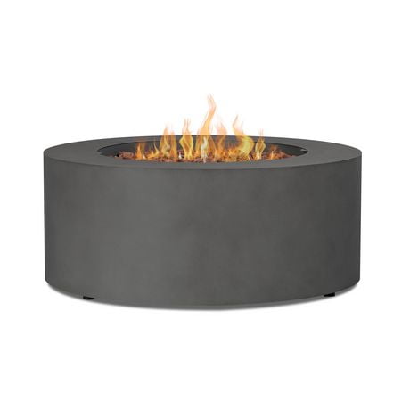 Real Flame Aegean 36" Round Steel Propane or Natural Gas Fire Pit Table in Weathered Slate