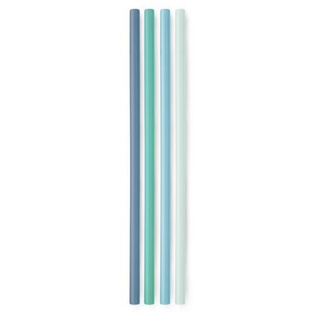 Pailles GoSili X-Longues, paquet de 4 Bleu brume/sarcelle/ciel/menthe