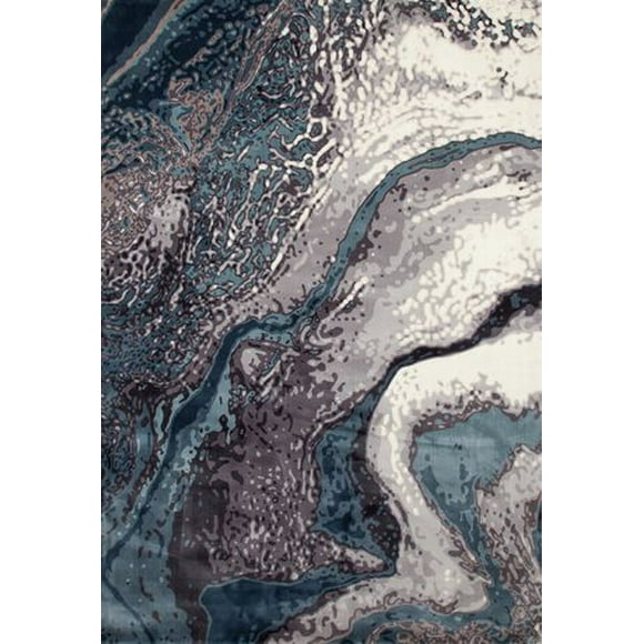 Tapis d’Art Carpet ‘Toledo’ abstraits, aqua 5 x 7