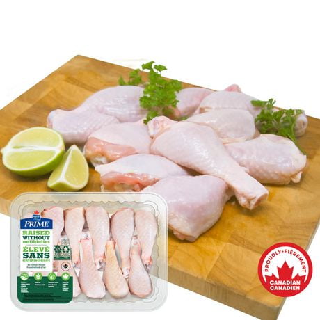 Prime Chicken Drumsticks Raised Without Antibiotics, 8-10 Drumsticks