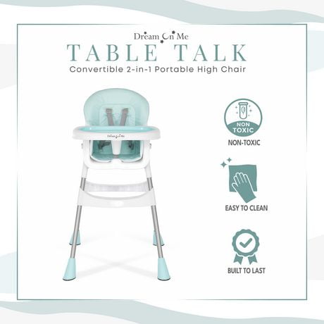 Dream On Me Portable 2 In 1 Table Talk High Chair Convertible Compact High Chair Light Weight Portable Highchair Walmart