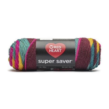 Red Heart® Super Saver® Yarn, Stripes, Acrylic #4 Medium, 5oz/141g, 236 Yards, Durable yarn, wide color range