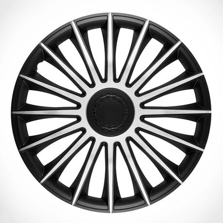 Alpena 17" Austin Wheel Covers, Silver & Black, set of 4