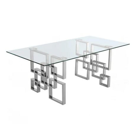 Heavenly Collection Glass Dining Table in Silver