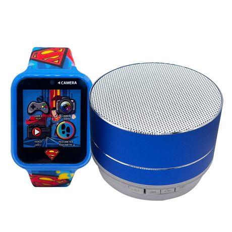 Superman  Montre interactive à écran tactile avec un ensemble de haut-parleurs Bluetooth assorti