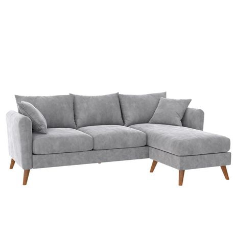 Novogratz Magnolia Reversible Sectional Sofa with Pillows