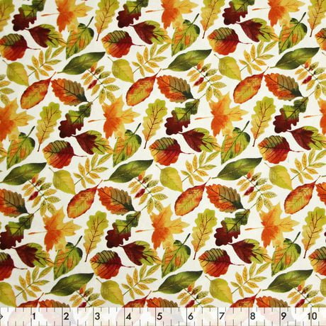 Fabric Creations White Harvest Leaf Cotton by the Metre | Walmart Canada