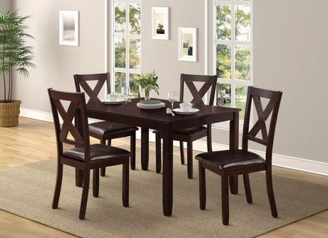 K-LIVING POPPY 5PCS SOLID WOOD DINING TABLE SET IN ESPRESSO (TABLE & 4 ...