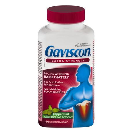 Gaviscon Extra Strength Chewable Foamtabs  Peppermint with Cooling Action, 60 Count