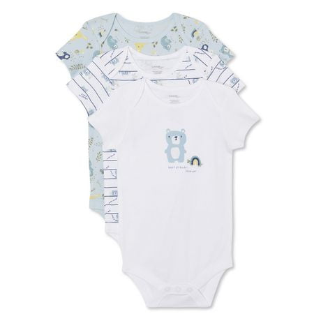George Baby Boys' Layette Short Sleeve Bodysuits 3-Pack, Sizes 0-12 months