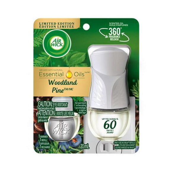 Air Wick  Scented Oil Kit (1 Warmer + 1 Refill),Woodland Mystique, Air Freshener, 1 Warmer + 1 Refill