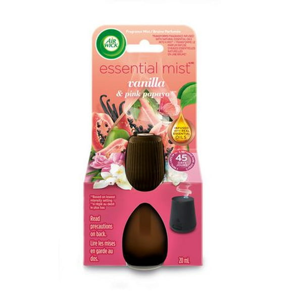 Air Wick Essential Mist Fragrance Oil Diffuser, Vanilla and Pink Papaya, 1 Refill, Air Freshener, 1 Refill