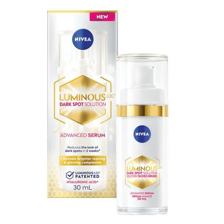 NIVEA LUMINOUS 630 Dark Spot Solution Advanced Serum | Visibly reduces dark spots in just 2 weeks †† | With hyaluronic acid | For all skin types | Dark Spot solution for Face | Dermatologist-tested, 30mL, Visibly reduces dark spots