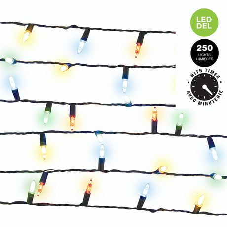 Guirlande de 250 lumières à facettes M5 DEL en multicolore avec sceau de rangement